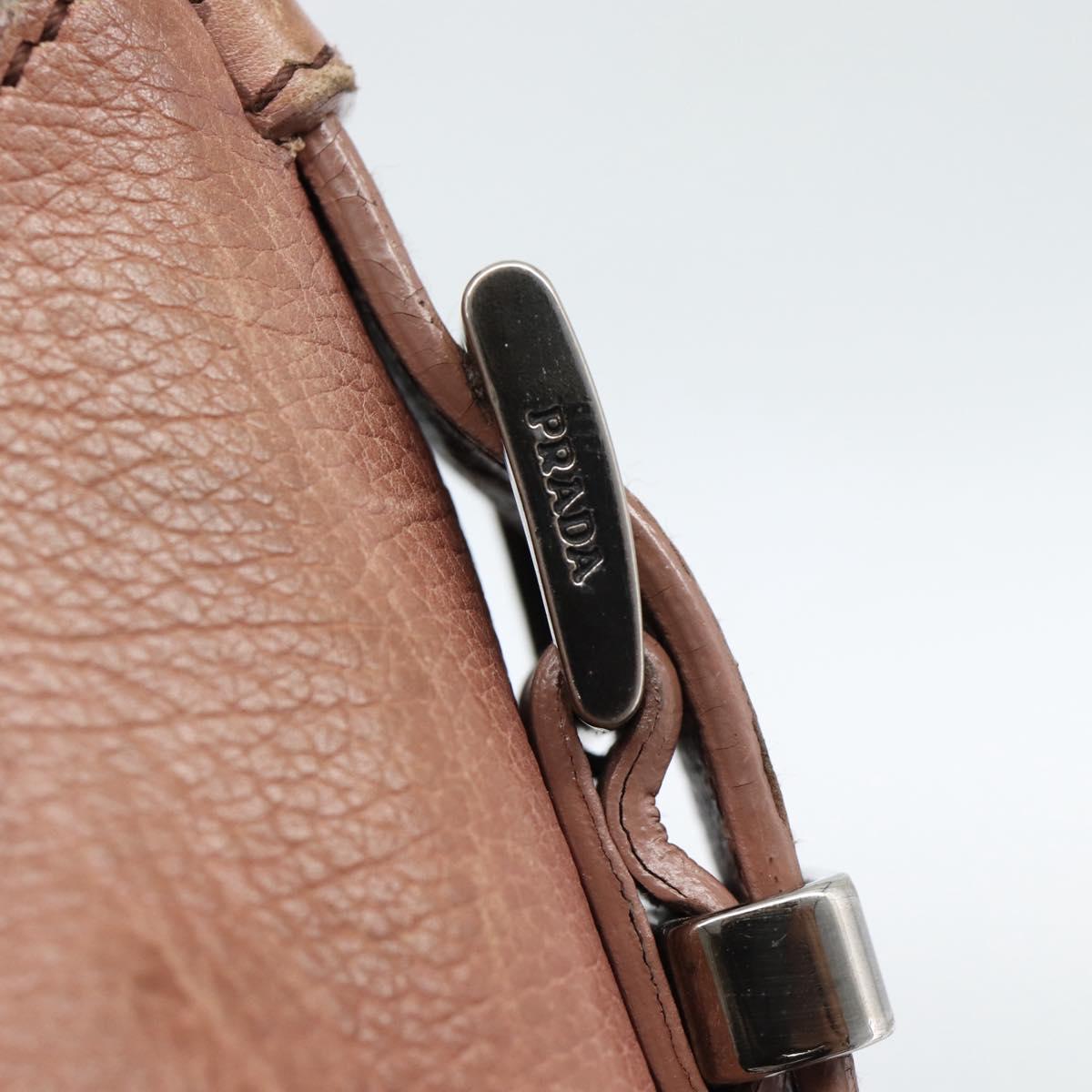 PRADA Shoulder Bag Leather Pink Silver Auth 185026A