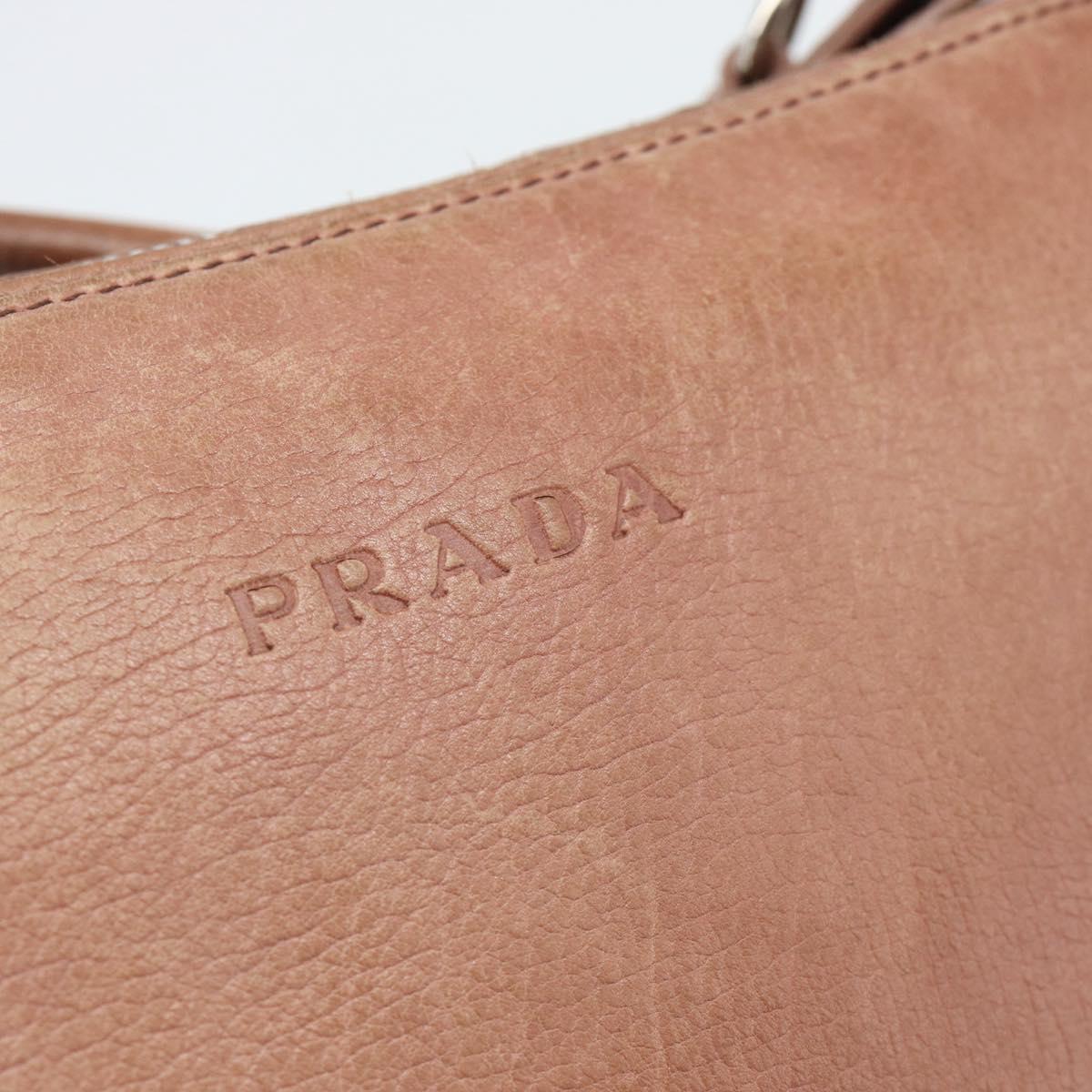 PRADA Shoulder Bag Leather Pink Silver Auth 185026A