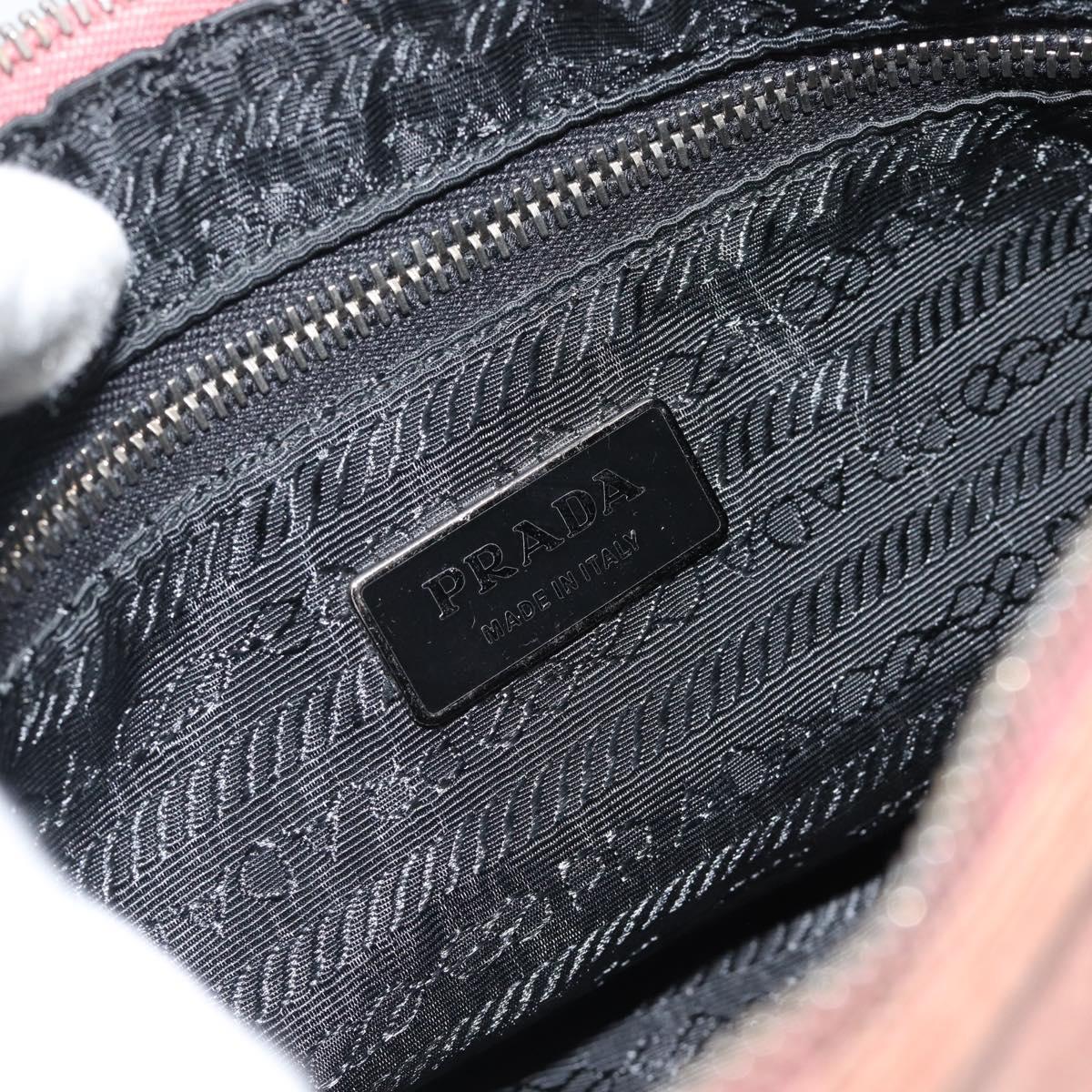 PRADA Shoulder Bag Leather Pink Silver Auth 185026A