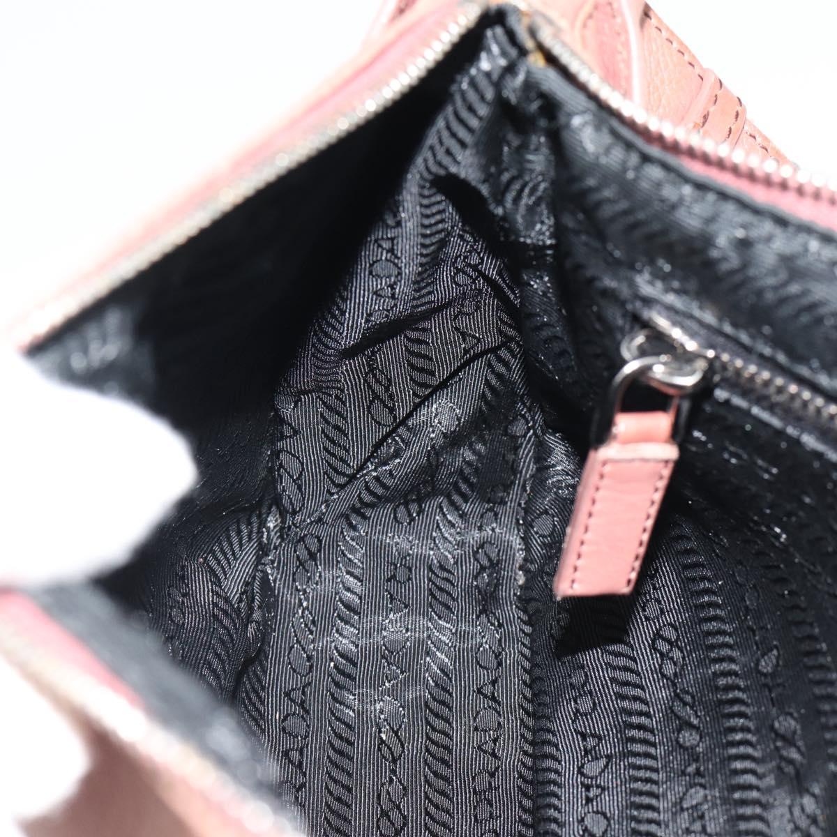PRADA Shoulder Bag Leather Pink Silver Auth 185026A