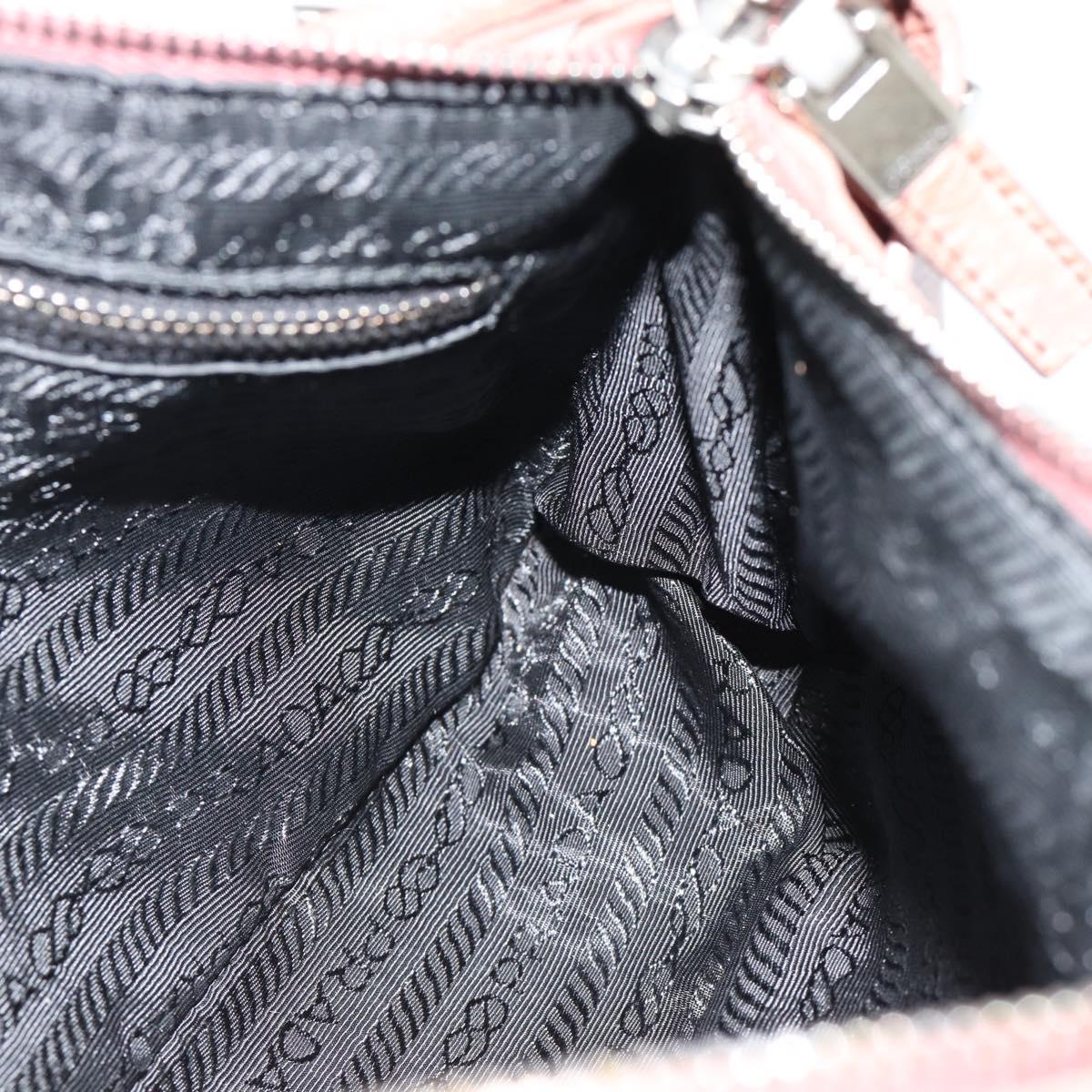 PRADA Shoulder Bag Leather Pink Silver Auth 185026A
