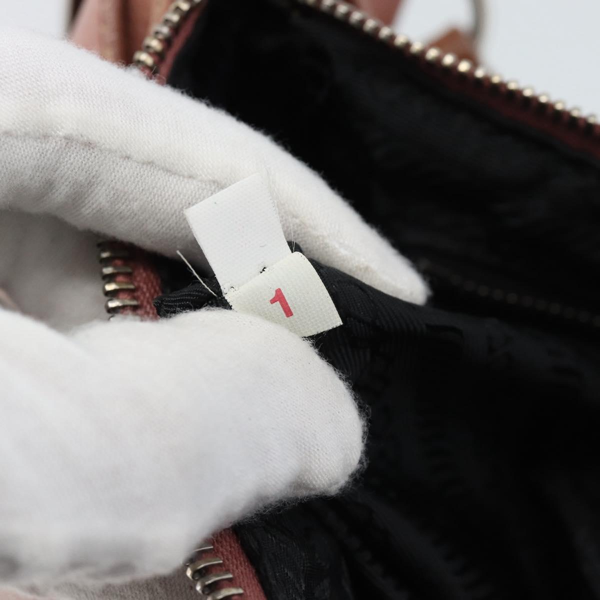 PRADA Shoulder Bag Leather Pink Silver Auth 185026A