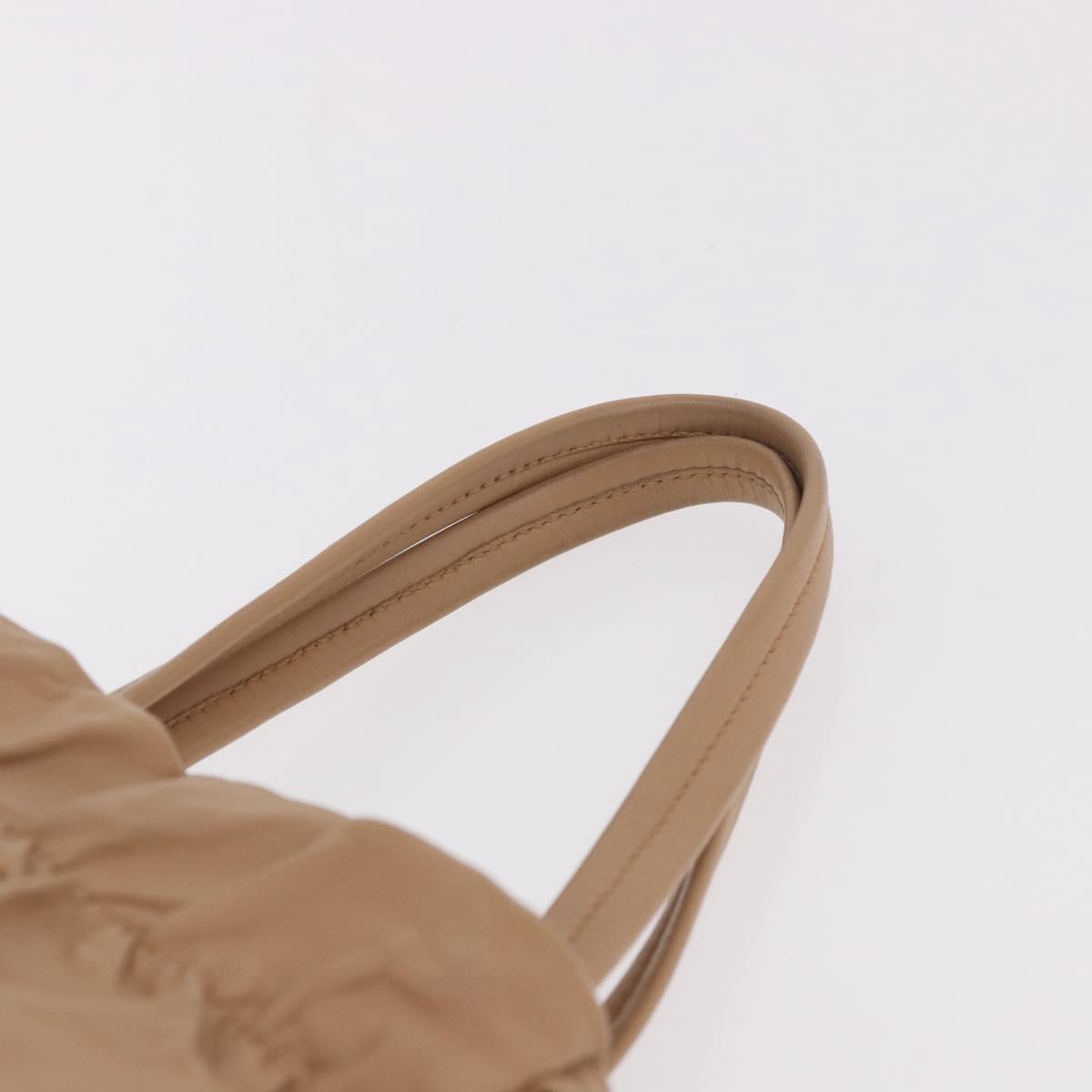 PRADA Tote Bag Canvas Leather 2way Beige Gold Auth 185028V