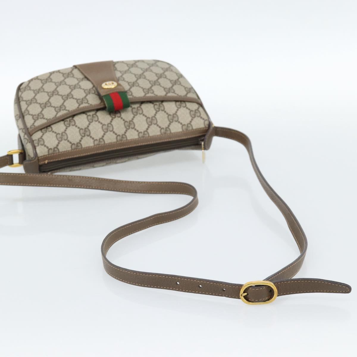 GUCCI GG Supreme Web Sherry Line Bag PVC Beige Gold 89 02 032 Auth 185030