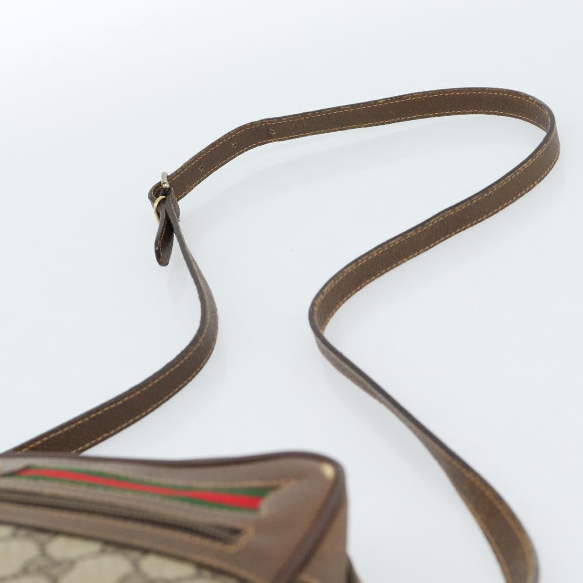 GUCCI GG Supreme Web Sherry Line Bag PVC Beige Gold 001 56 6472 Auth 185031