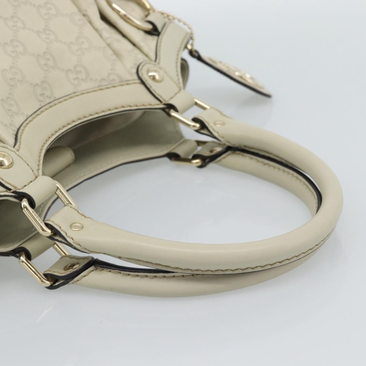 GUCCI GG Canvas Guccissima Sukey Hand Bag Leather Ivory Gold 211944 Auth 185032V