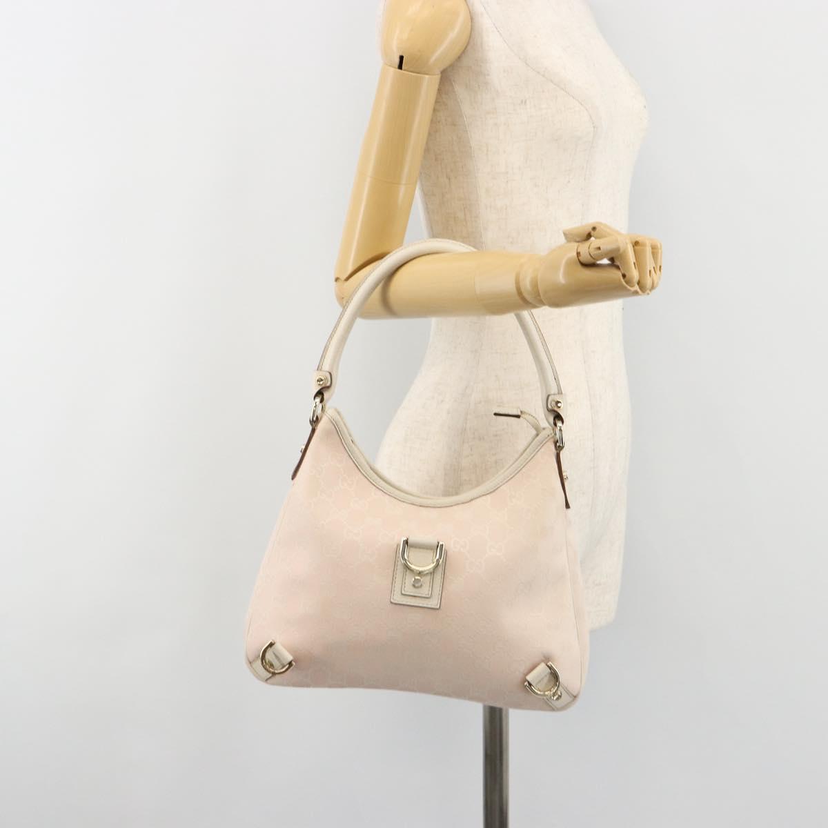 GUCCI GG Canvas Abbey Shoulder Bag Pink Gold 130738 Auth 185033V