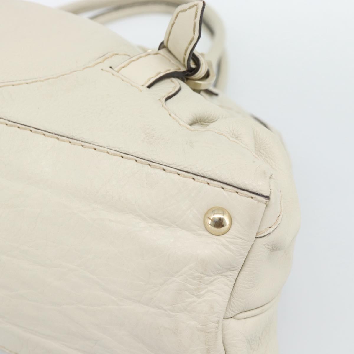 GUCCI Horsebit Boston Bag Leather Gold Ivory 189890 Auth 185034V