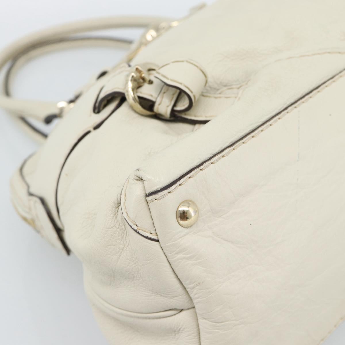 GUCCI Horsebit Boston Bag Leather Gold Ivory 189890 Auth 185034V