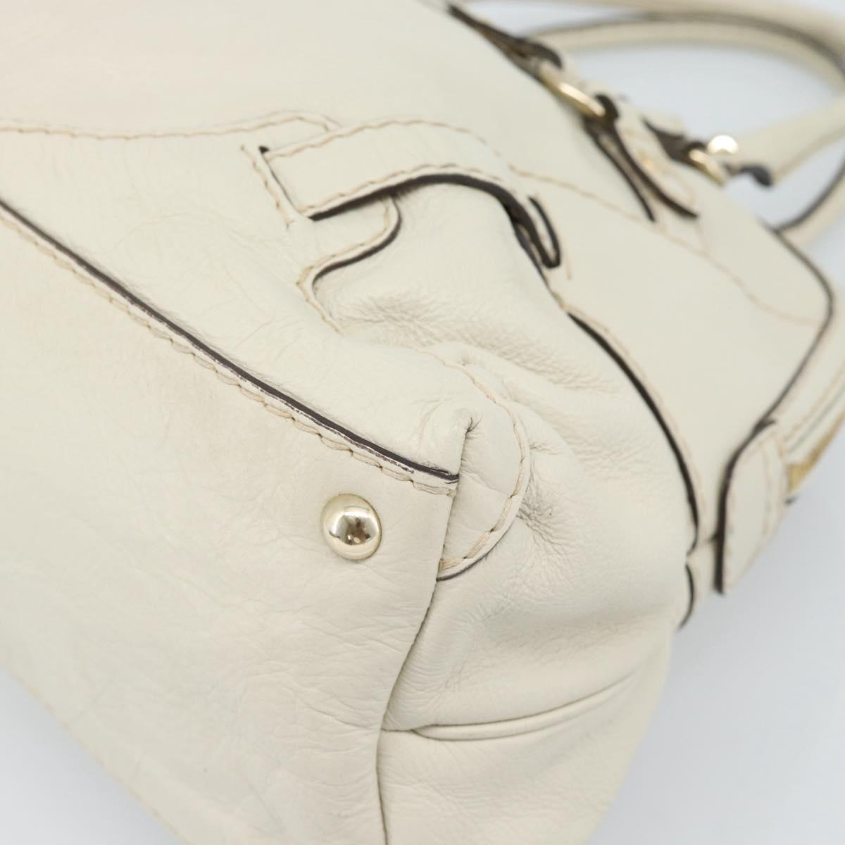 GUCCI Horsebit Boston Bag Leather Gold Ivory 189890 Auth 185034V
