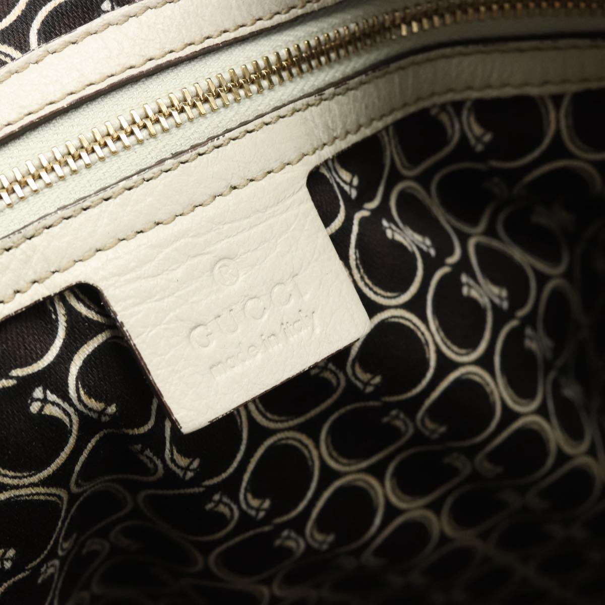 GUCCI Horsebit Boston Bag Leather Gold Ivory 189890 Auth 185034V