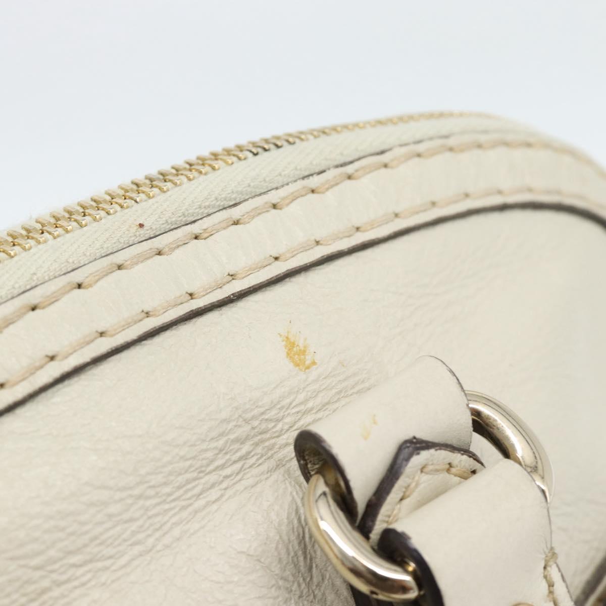 GUCCI Horsebit Boston Bag Leather Gold Ivory 189890 Auth 185034V