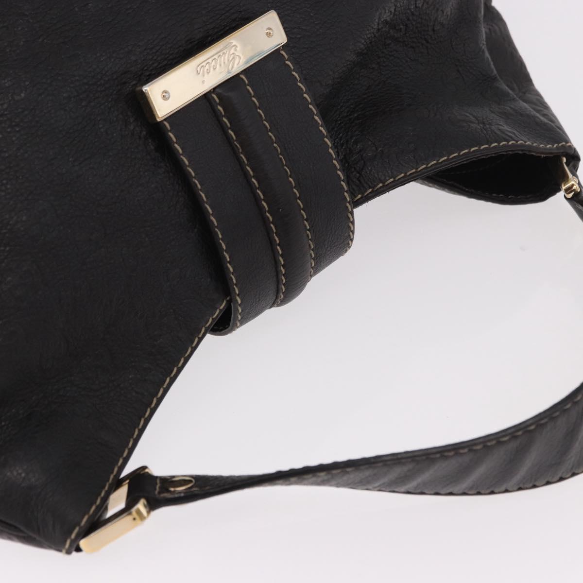 GUCCI GG Canvas Guccissima Bag Leather Dark Brown Gold 233604 Auth 185035V