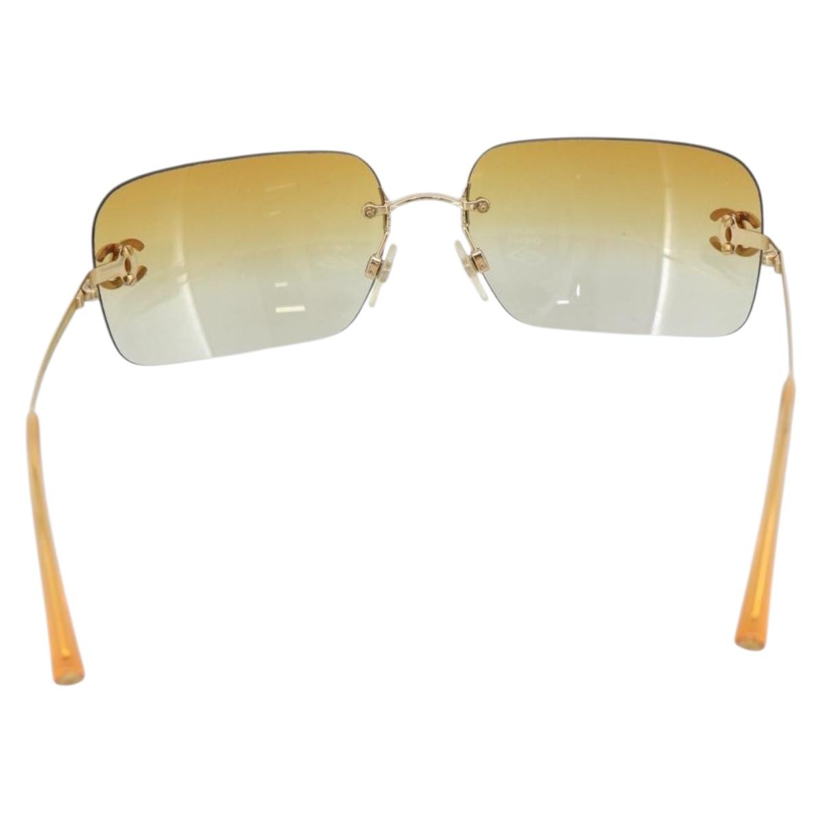 CHANEL COCO Mark Sunglasses metal Gold Tone CC Auth 185047V