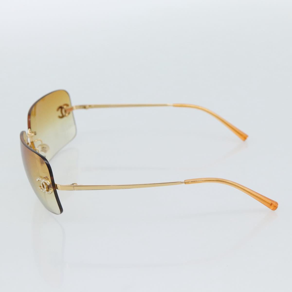 CHANEL COCO Mark Sunglasses metal Gold Tone CC Auth 185047V