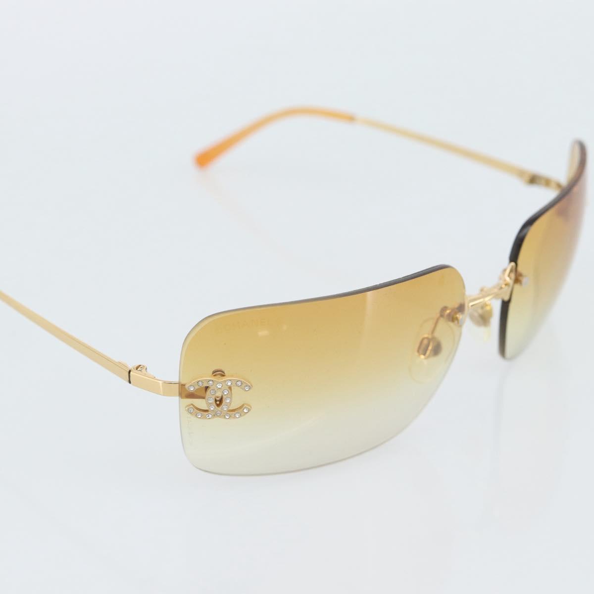 CHANEL COCO Mark Sunglasses metal Gold Tone CC Auth 185047V