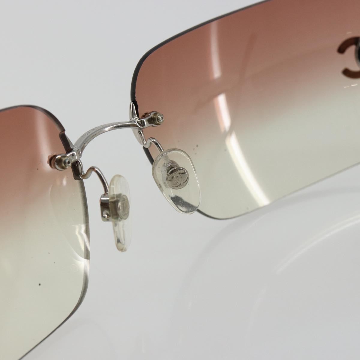 CHANEL COCO Mark Sunglasses metal Silver CC Auth 185048V