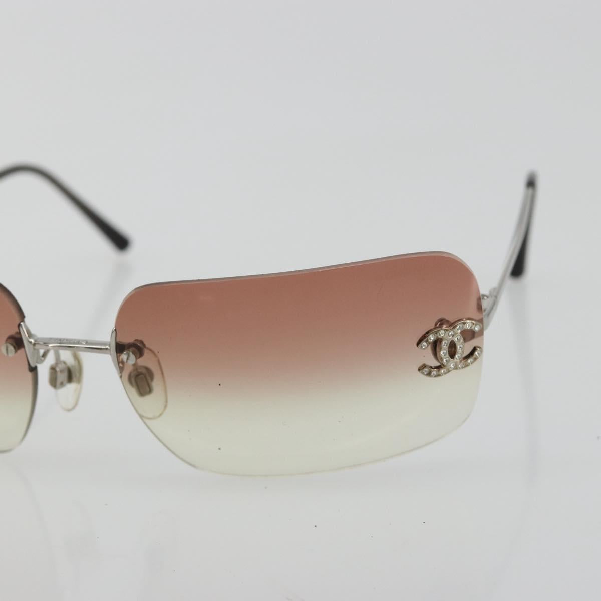 CHANEL COCO Mark Sunglasses metal Silver CC Auth 185048V
