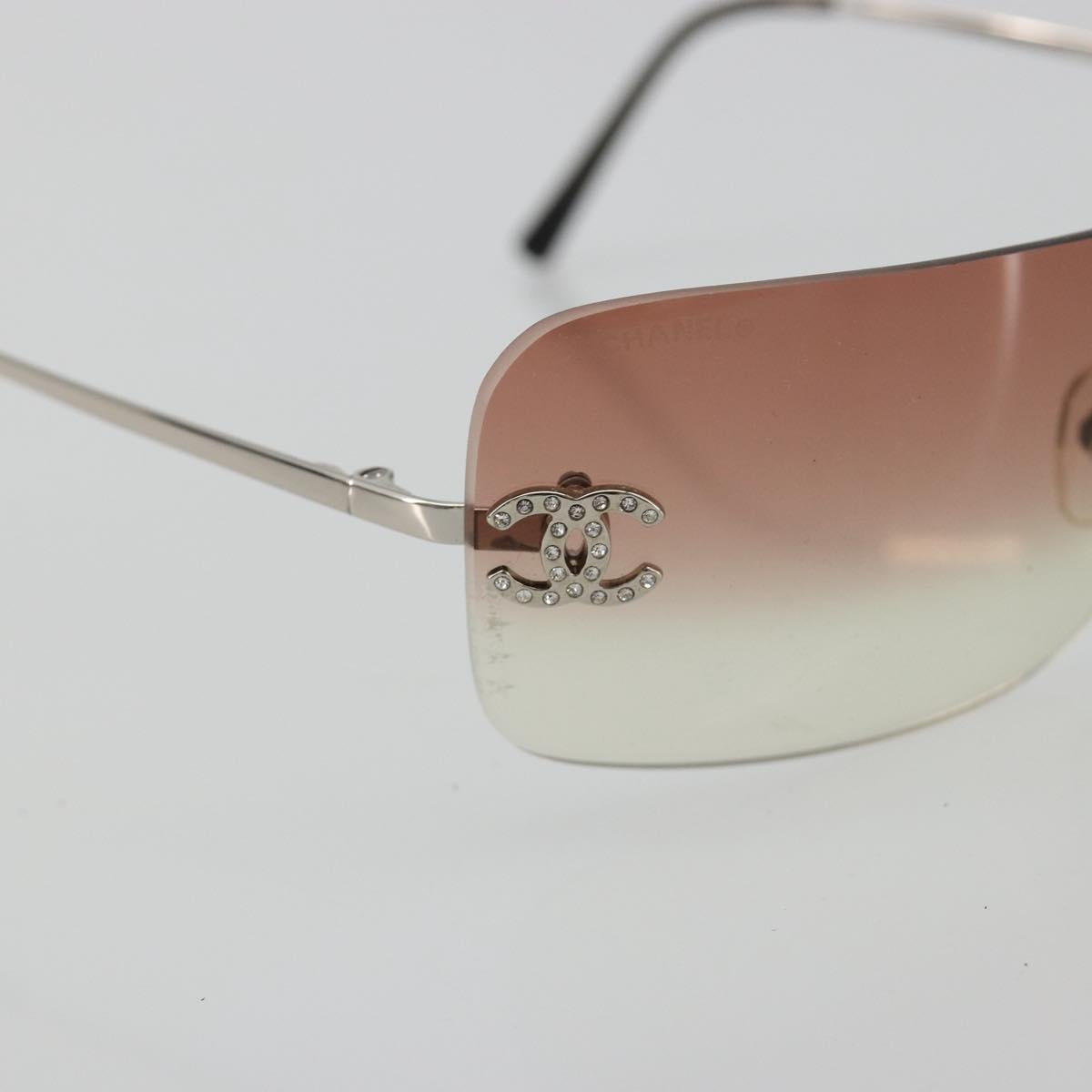 CHANEL COCO Mark Sunglasses metal Silver CC Auth 185048V