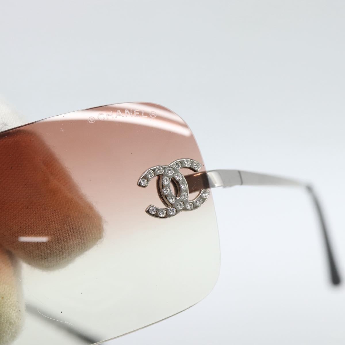 CHANEL COCO Mark Sunglasses metal Silver CC Auth 185051V