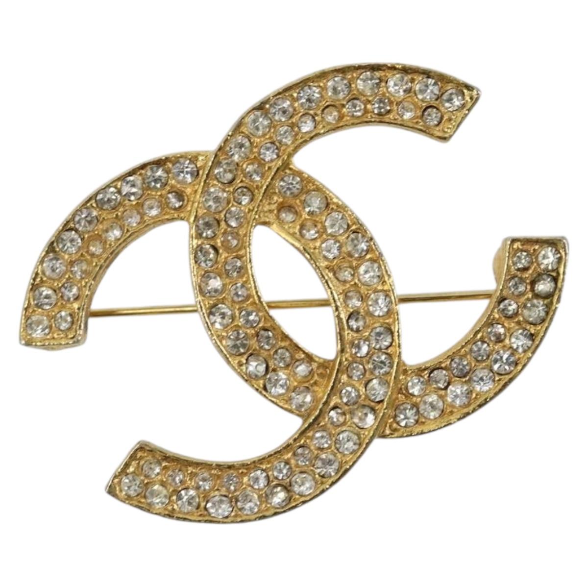 CHANEL COCO Mark Brooch metal Gold Tone CC Auth 185056V