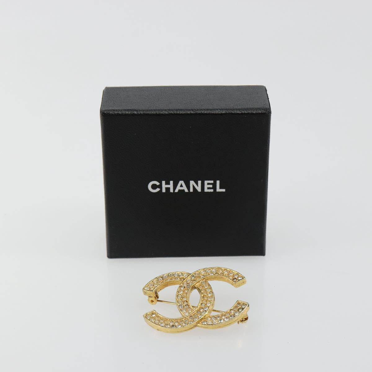 CHANEL COCO Mark Brooch metal Gold Tone CC Auth 185056V