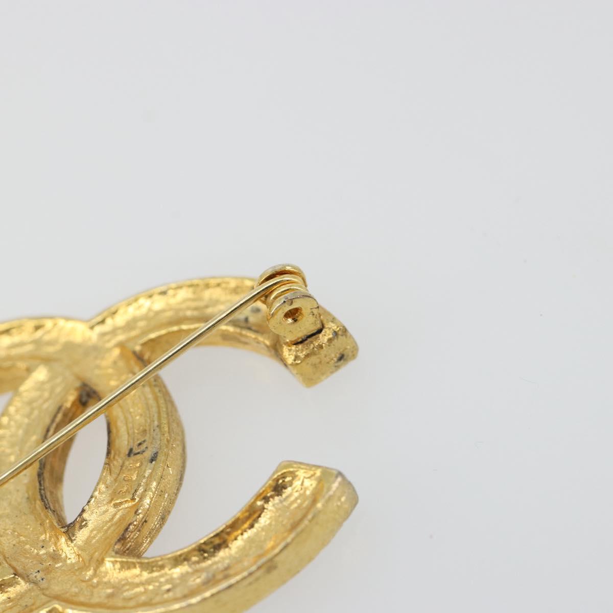 CHANEL COCO Mark Brooch metal Gold Tone CC Auth 185056V