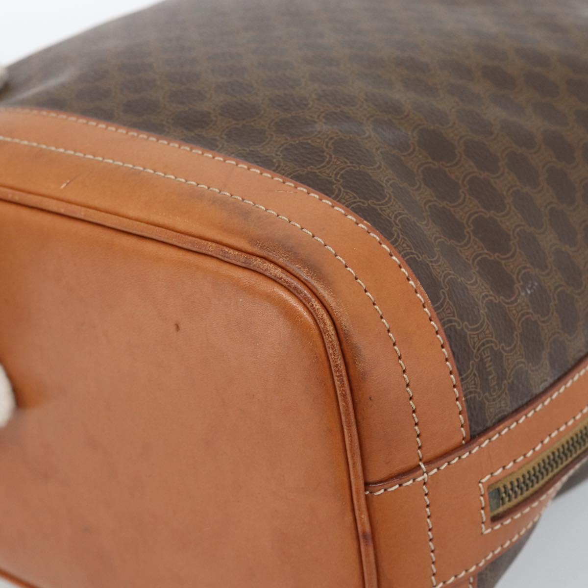 CELINE Macadam Canvas Purse Shoulder Bag PVC Leather Brown Gold Auth 185071