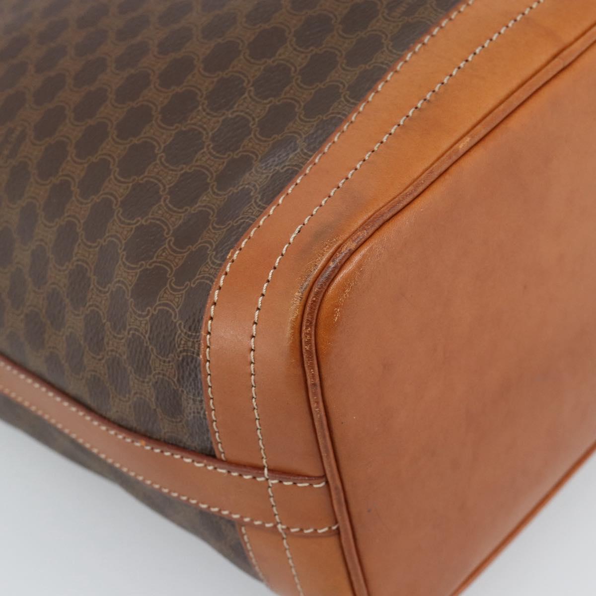 CELINE Macadam Canvas Purse Shoulder Bag PVC Leather Brown Gold Auth 185071