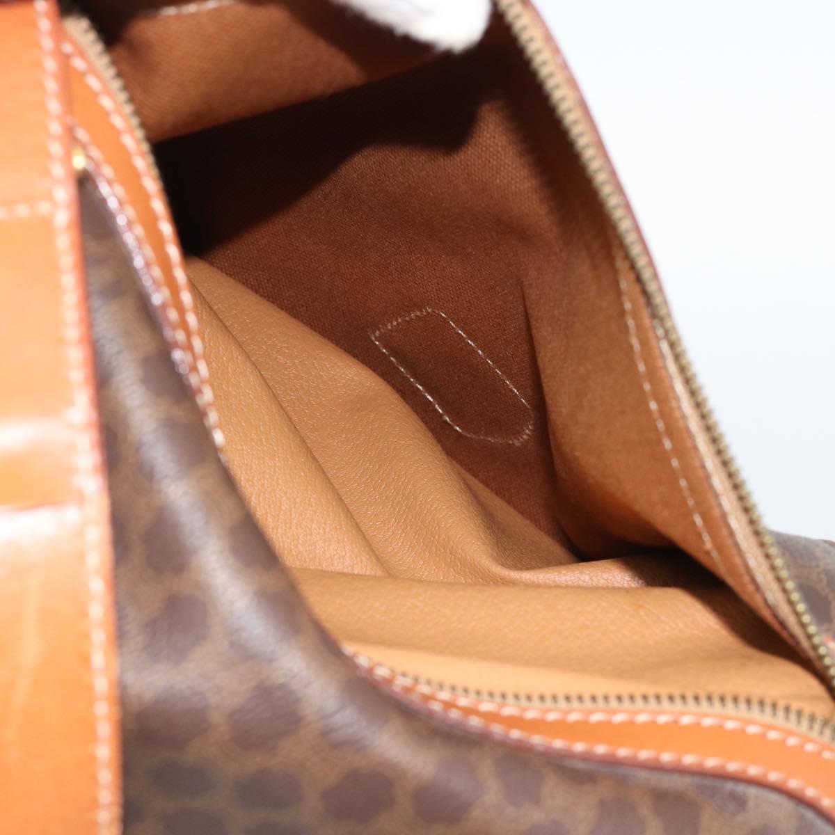 CELINE Macadam Canvas Purse Shoulder Bag PVC Leather Brown Gold Auth 185071
