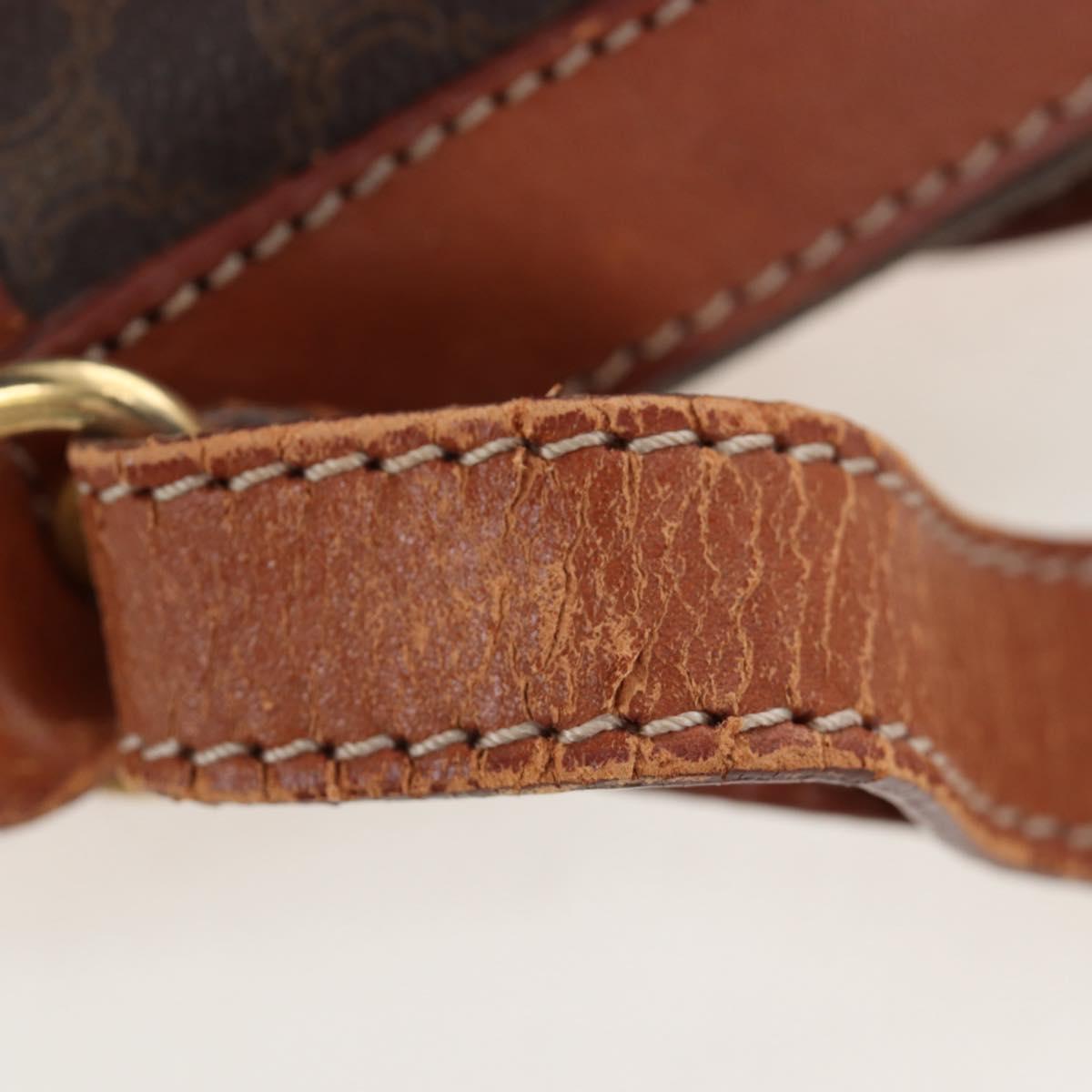CELINE Macadam Canvas Purse Shoulder Bag PVC Leather Brown Gold Auth 185071