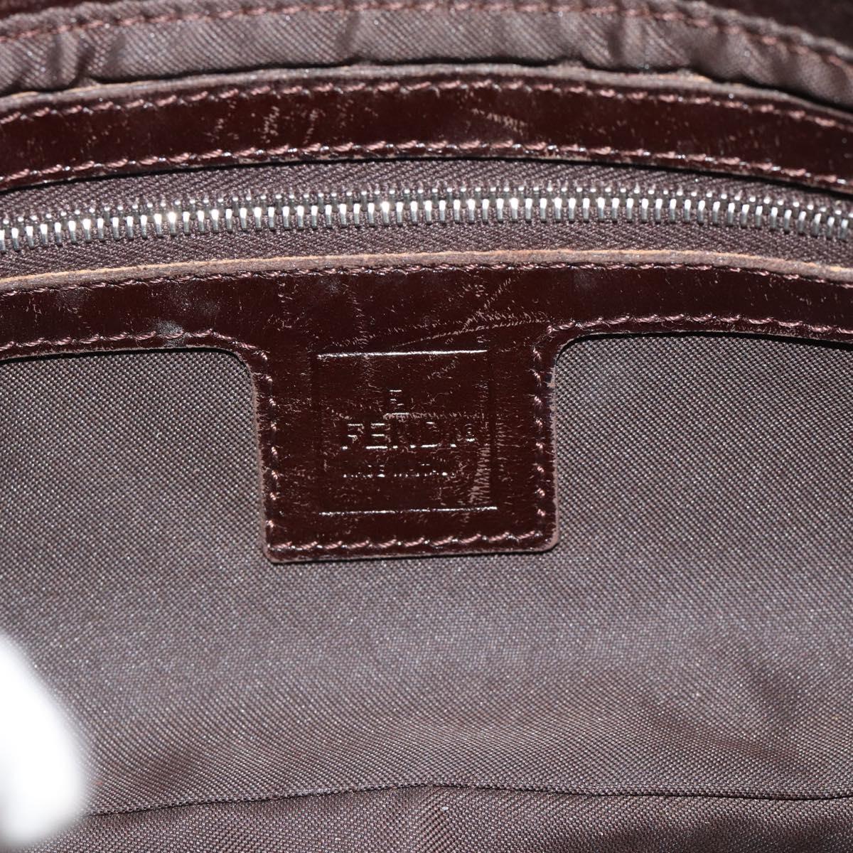 FENDI Zucca Canvas Mamma Baguette Shoulder Bag Black Brown Auth 185076