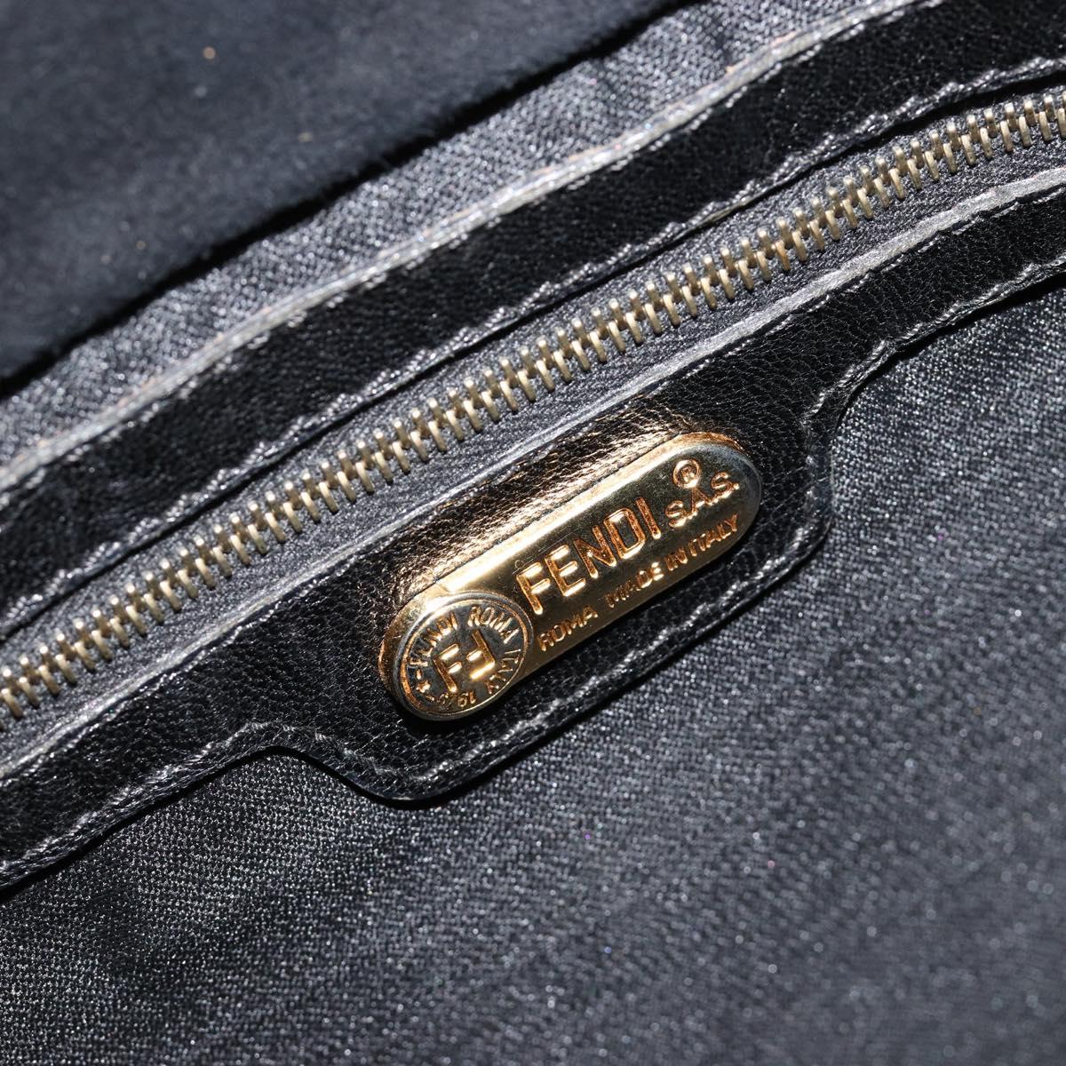 FENDI Mamma Baguette Shoulder Bag Suede Black Gold Auth 185077A