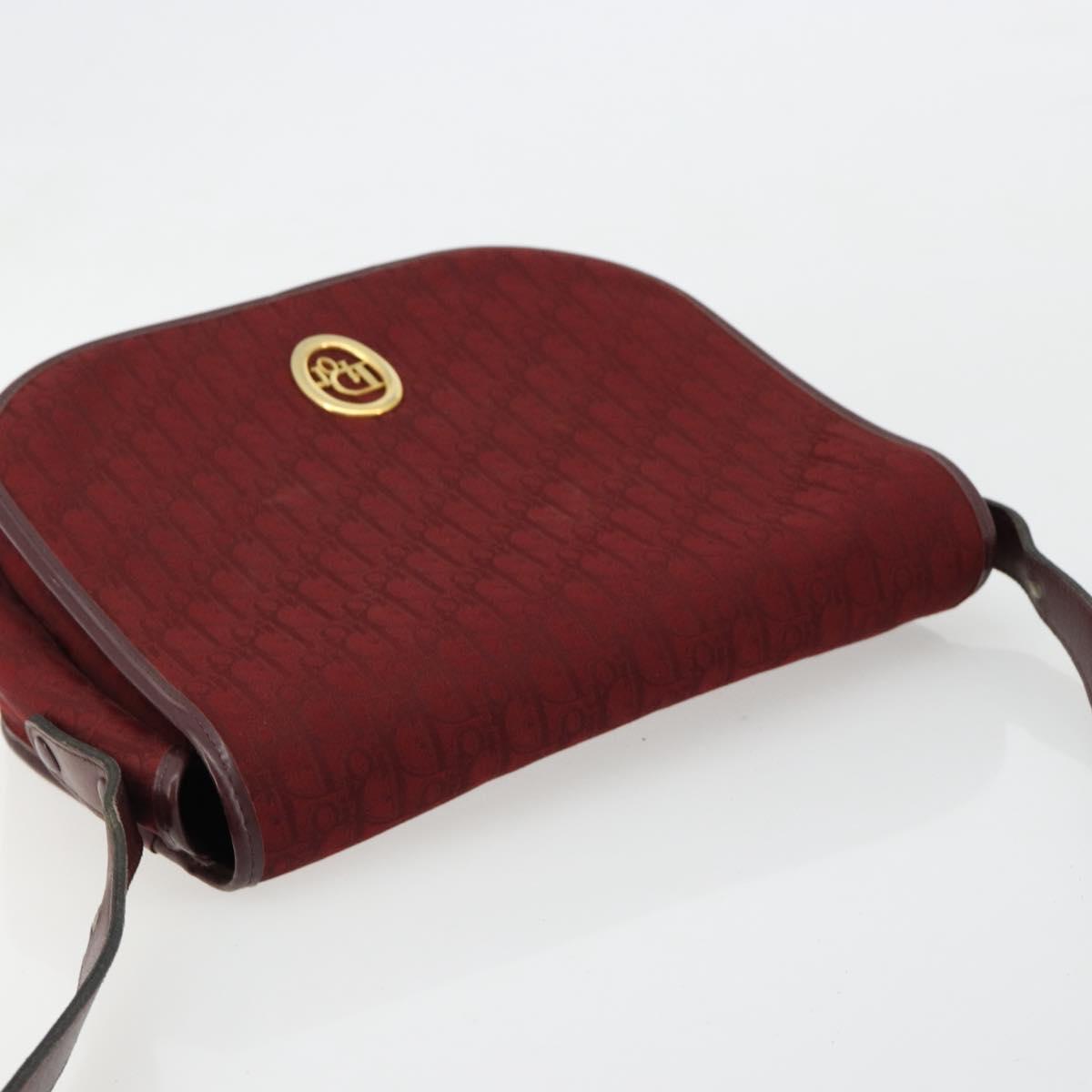 Christian Dior Trotter Canvas Shoulder Bag Red Gold Auth 185078