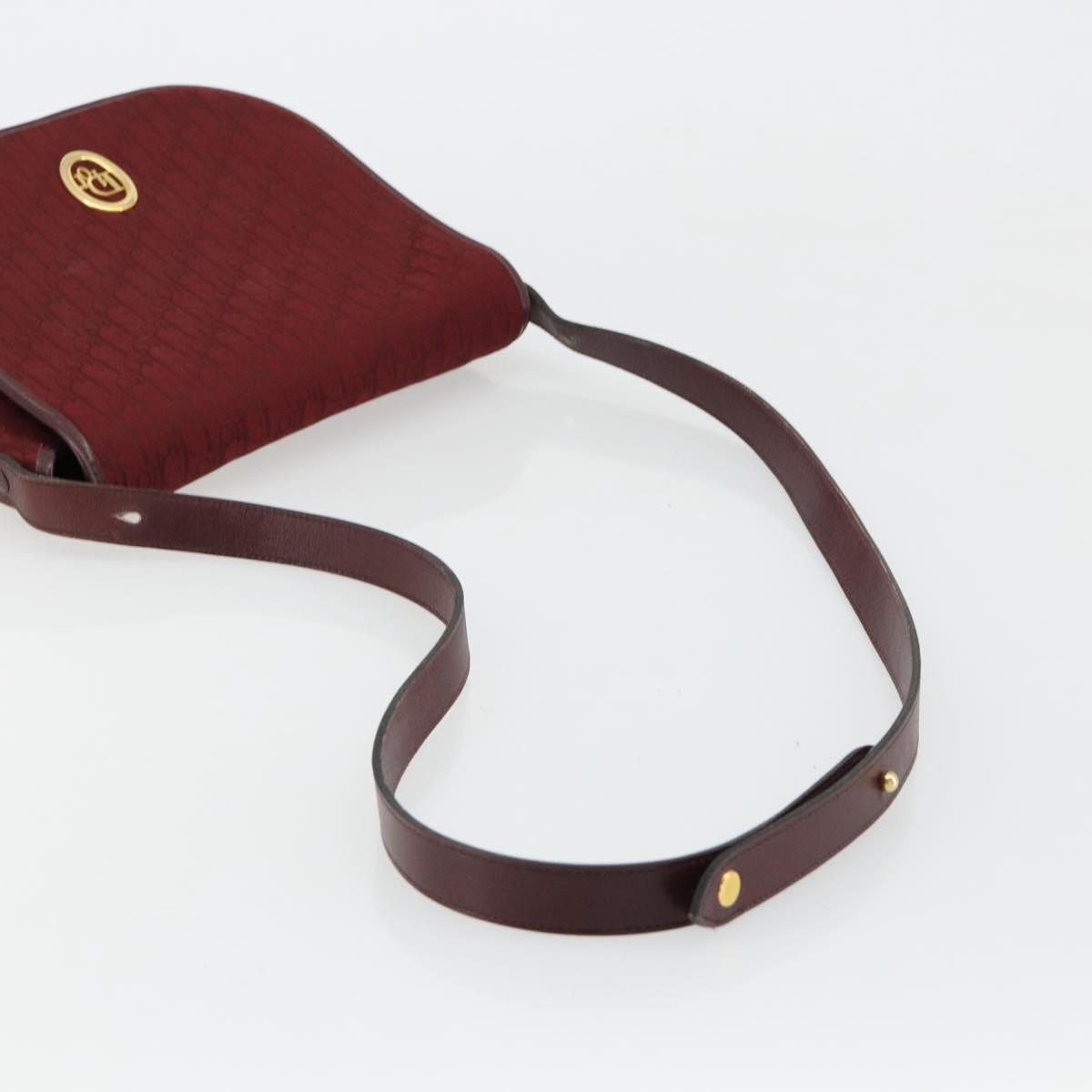 Christian Dior Trotter Canvas Shoulder Bag Red Gold Auth 185078
