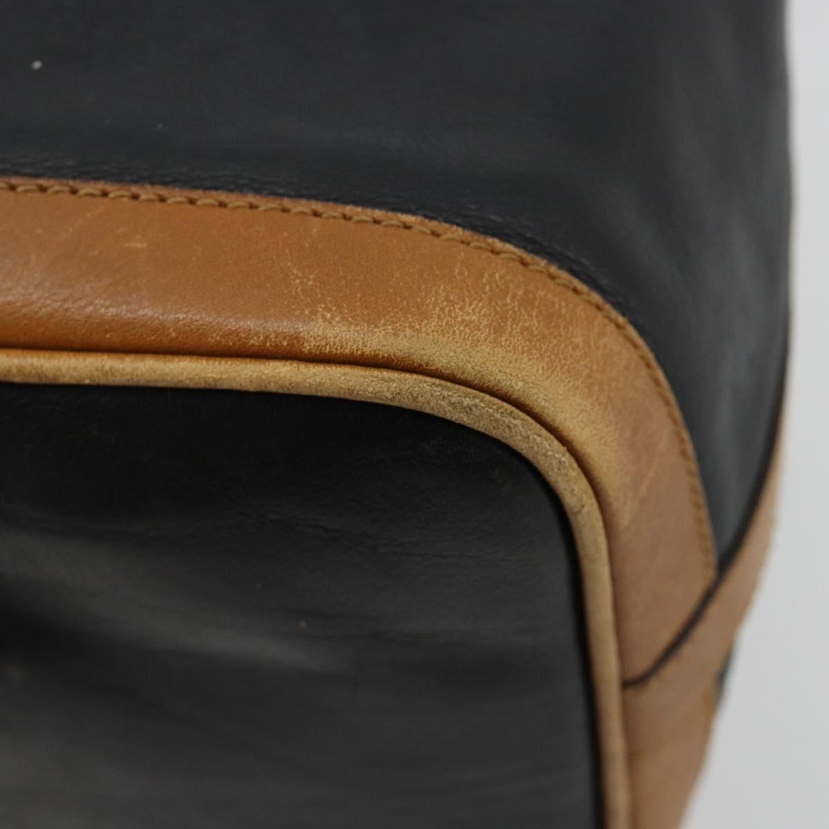 CELINE Purse Shoulder Bag Leather Black Gold Auth 185080