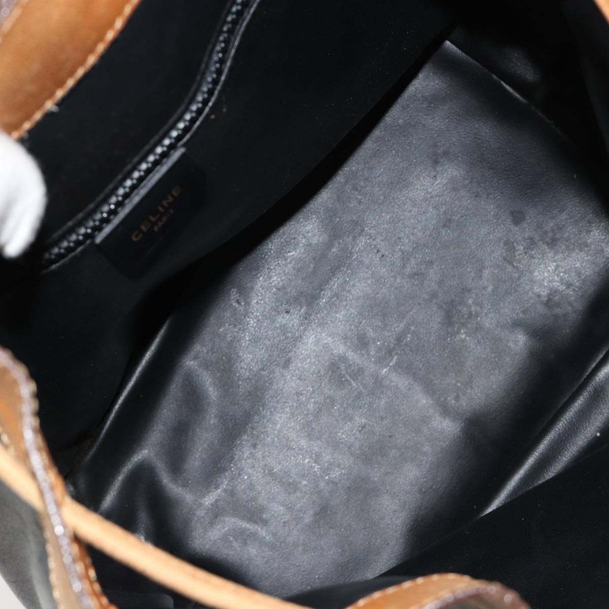CELINE Purse Shoulder Bag Leather Black Gold Auth 185080