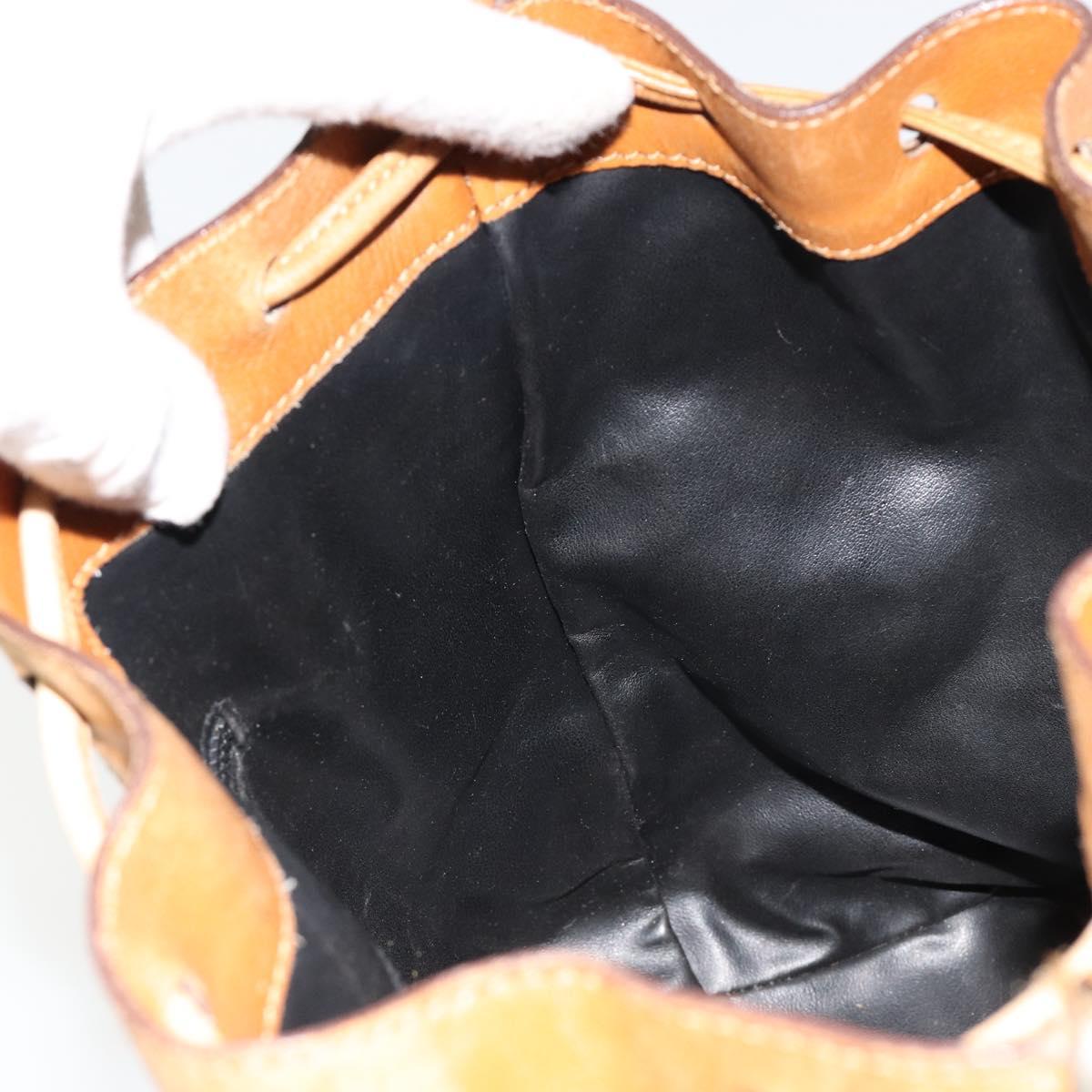 CELINE Purse Shoulder Bag Leather Black Gold Auth 185080
