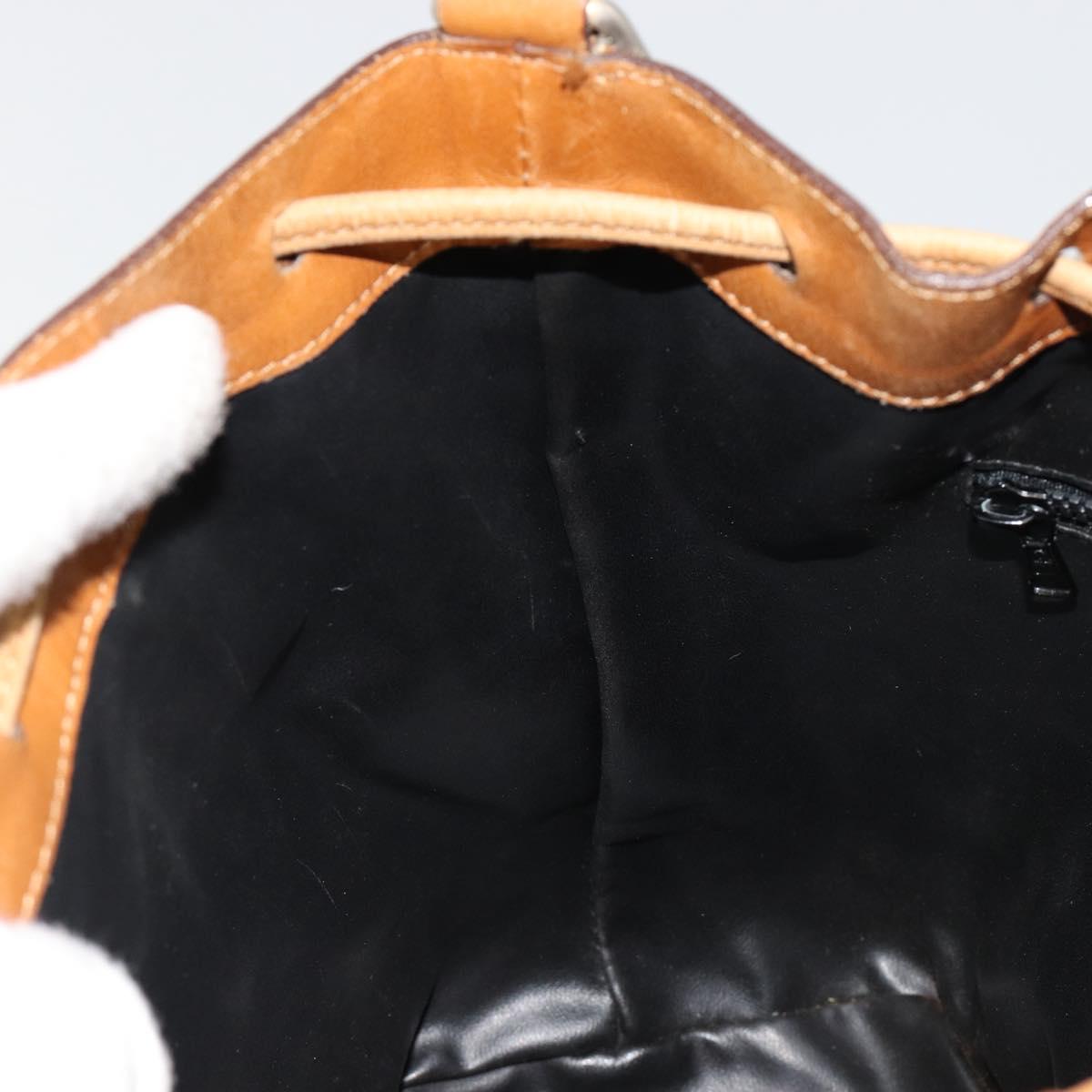 CELINE Purse Shoulder Bag Leather Black Gold Auth 185080