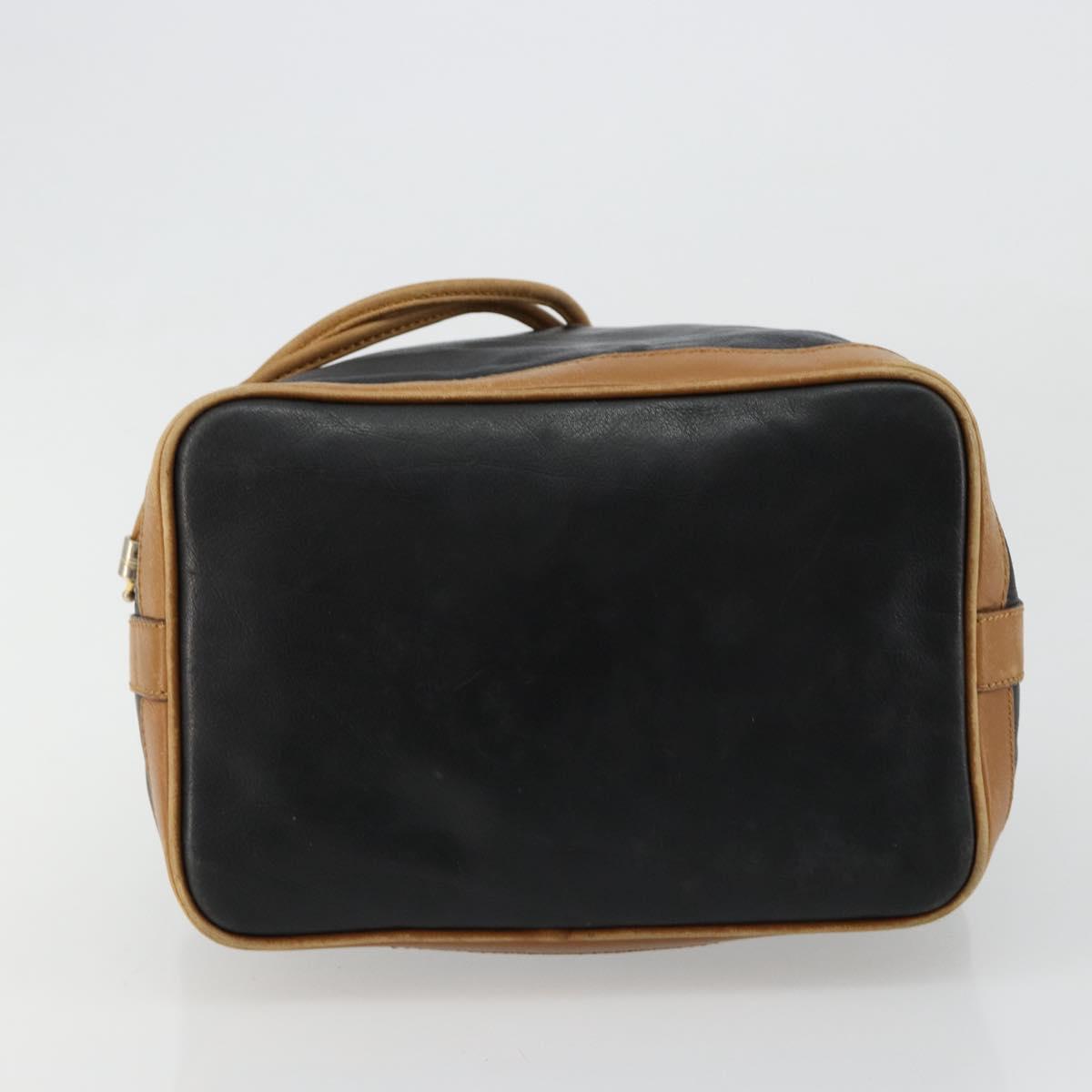 CELINE Purse Shoulder Bag Leather Black Gold Auth 185080