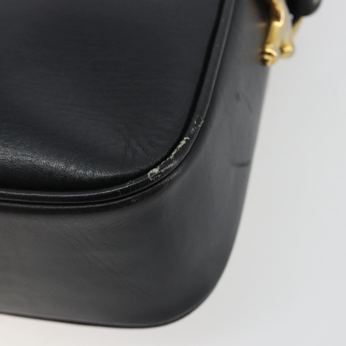 CELINE Shoulder Bag Leather Black Gold Auth 185088