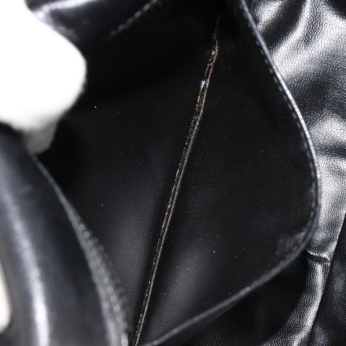 CELINE Shoulder Bag Leather Black Gold Auth 185088