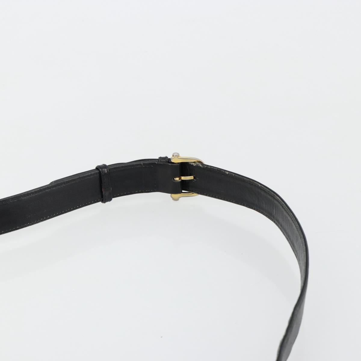 CELINE Shoulder Bag Leather Black Gold Auth 185088