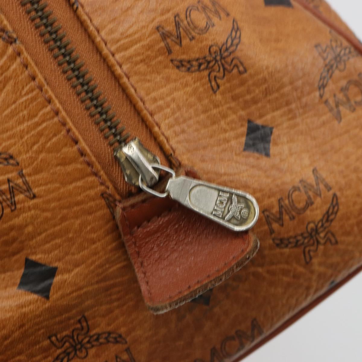 MCM Vicetos Logogram Hand Bag PVC Leather Brown Gold Auth 185089