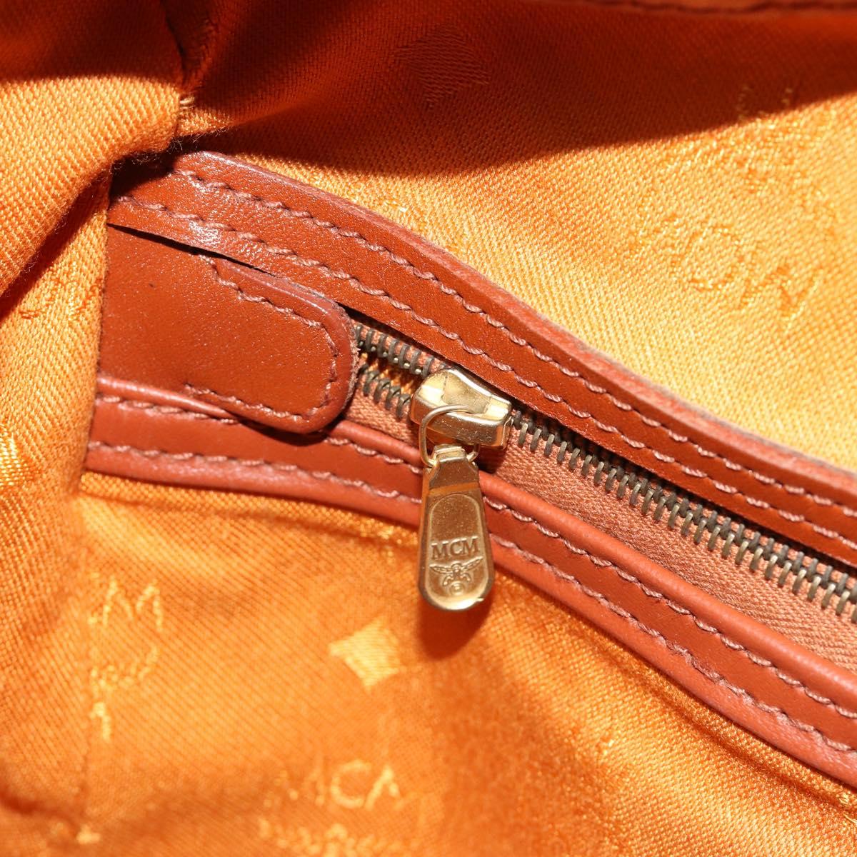 MCM Vicetos Logogram Hand Bag PVC Leather Brown Gold Auth 185089