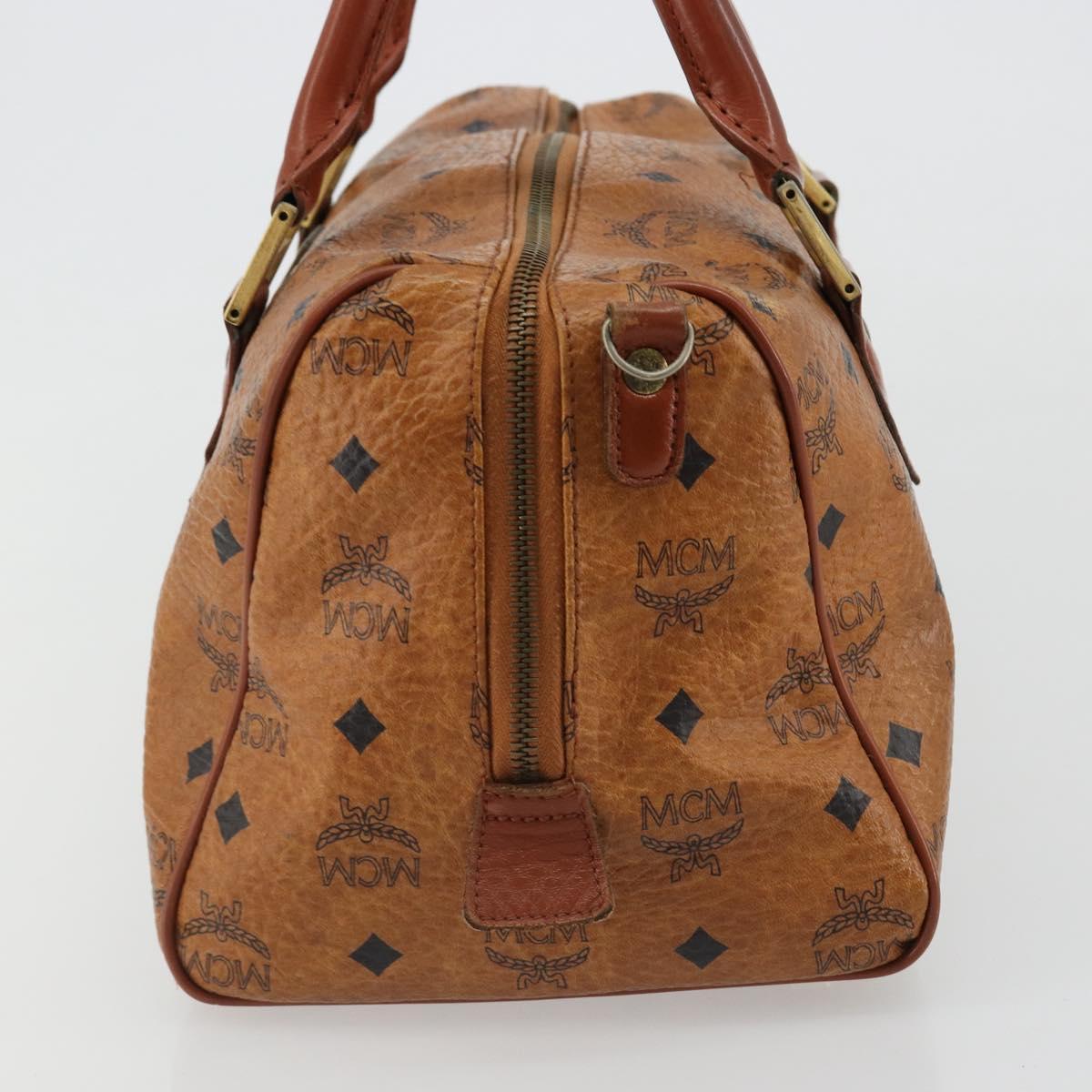 MCM Vicetos Logogram Hand Bag PVC Leather Brown Gold Auth 185089