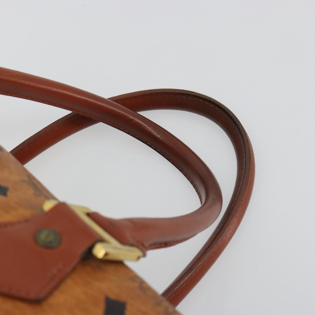 MCM Vicetos Logogram Hand Bag PVC Leather Brown Gold Auth 185089