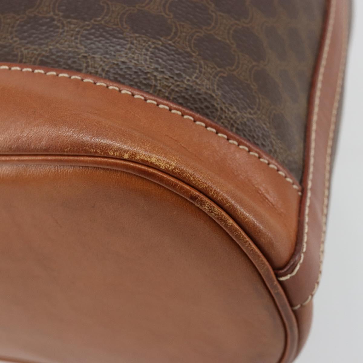 CELINE Macadam Canvas Purse Shoulder Bag PVC Leather Brown Gold Auth 185090
