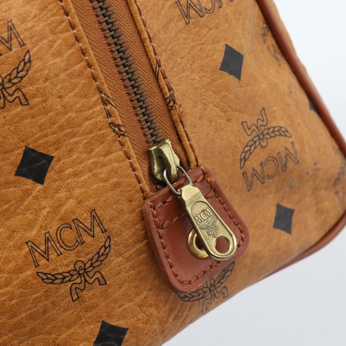 MCM Vicetos Logogram Hand Bag PVC Leather Brown Gold Auth 185091