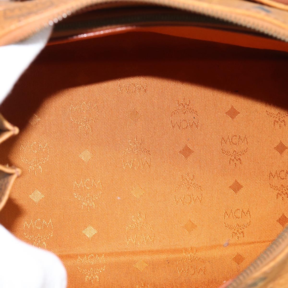 MCM Vicetos Logogram Hand Bag PVC Leather Brown Gold Auth 185091